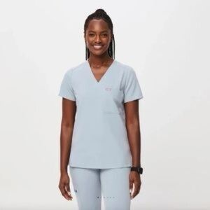 Figs Dusty Blue Caterina Scrub Top